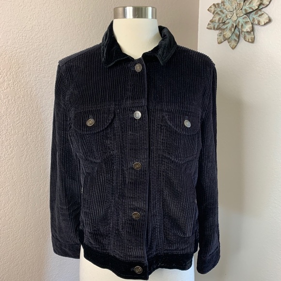 JJill Corduroy Jacket Velvet Collar Cotton Pockets - Picture 1 of 10